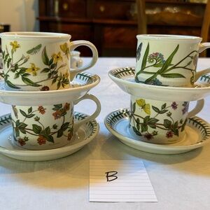 Portmeirion Botanic Garden, set of 4 coffee/tea cups and saucers Lot B